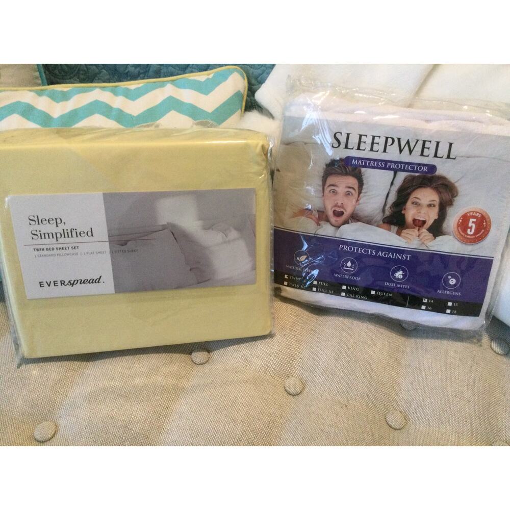 Twin size Bedding Sheet Set and Mattress Protector